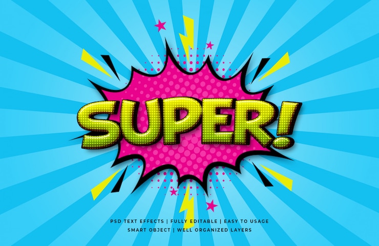 PSD super comic rede 3d text style effekt