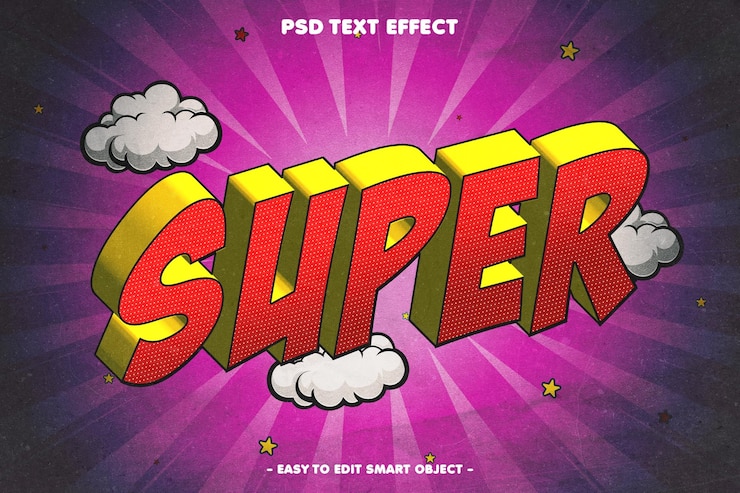 PSD super comic-stil bearbeitbarer texteffekt