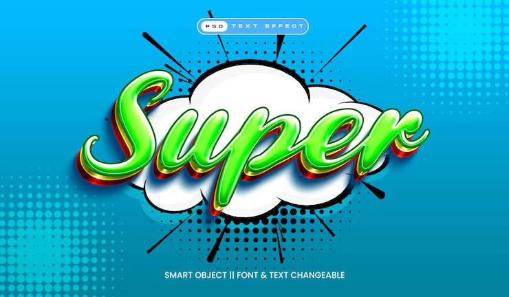 PSD super comic-stil bearbeitbarer texteffekt