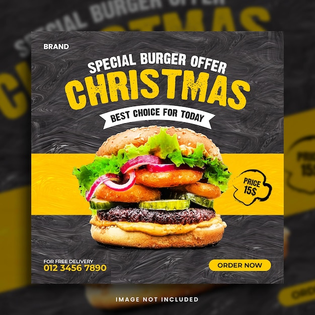 Super Délicieux Burger Alimentaire Noël Offre Modèle De Conception De Poste Instagram