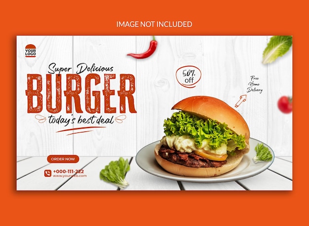 Super deliciosa hamburguesa banner web de redes sociales