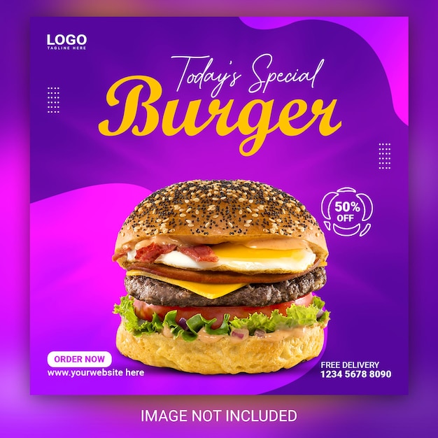 Super Delicious Restaurant Fast Food Burger Médias Sociaux Instagram Post Ou Modèle De Conception De Bannière