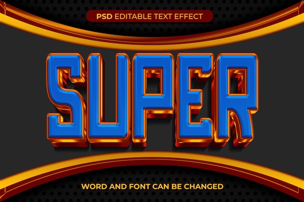 Super efecto de texto azul 3d en capas