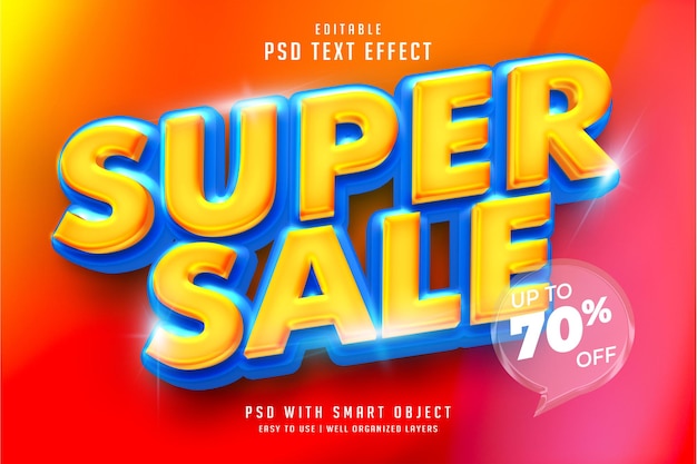 Super effet de texte de vente PSD modifiable conception