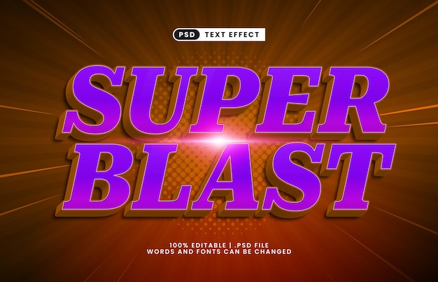 super explosion effet de texte modifiable avec un héros et un effet de texte de puissance