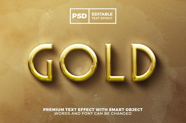 Super flüssiges gold, eleganter, bearbeitbarer 3d-texteffektstil