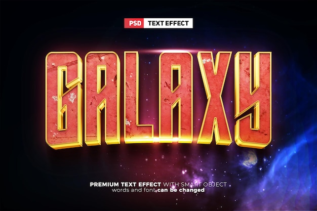 Super galaxy red movies logo maqueta grunge 3d efecto de texto editable