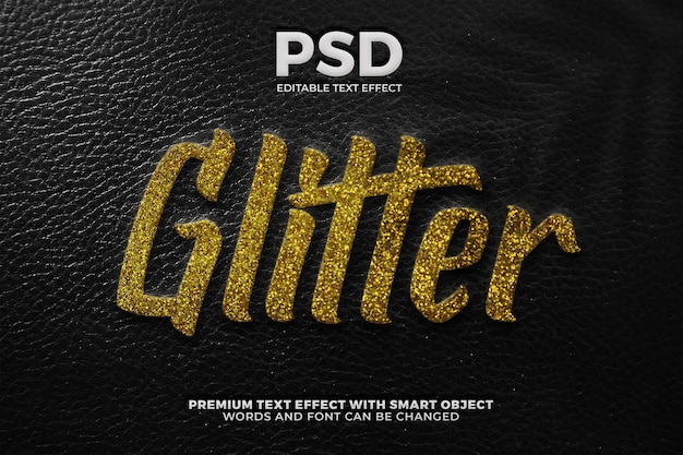 Super-Glitter-Gold-Luxus-Texteffekt auf schwarzem Lederhintergrund