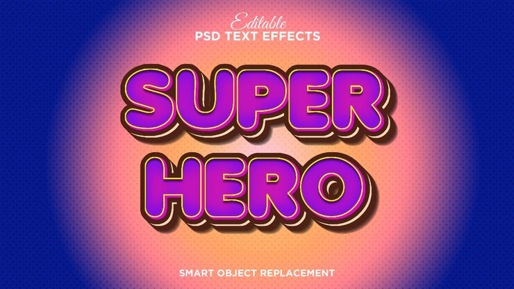PSD super hero 3d premium-text psd-bearbeitbar