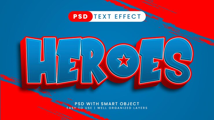 Super Heroes Cartoon Text effetto
