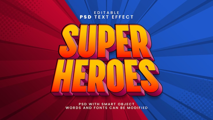 PSD super-heróis de efeitos de texto