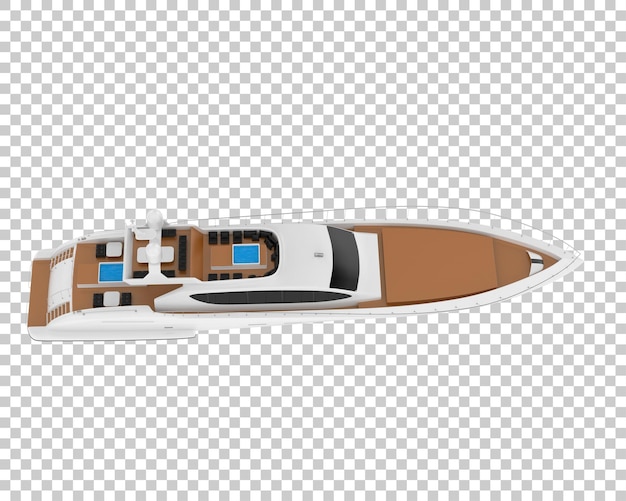 Super iate de luxo na ilustração de renderização 3d de fundo transparente