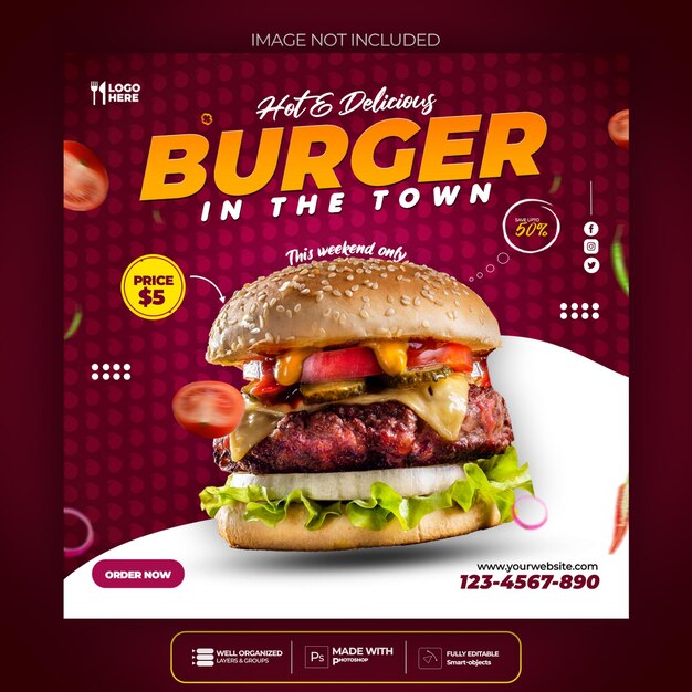 Super leckere Burger Instagram Post Design Vorlage
