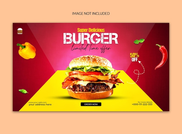 PSD super leckere burger social media post web banner vorlage.