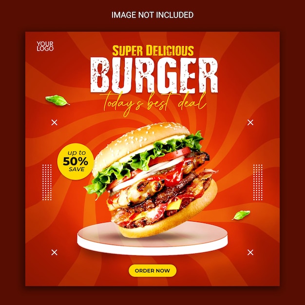 Super leckeres burger-social-media-post-design.