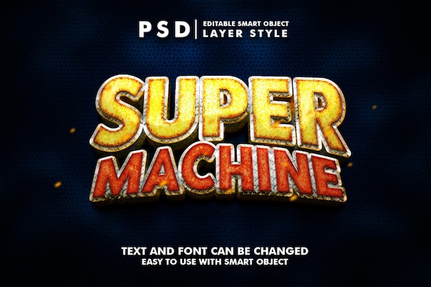 Super machine 3d realistischer texteffekt premium psd