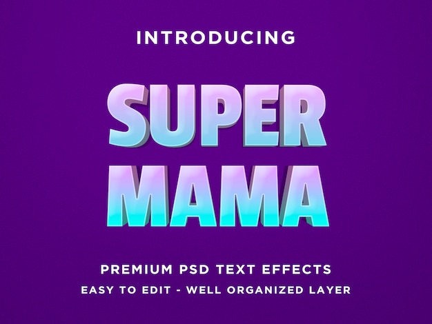 Super mama - efecto de texto 3d