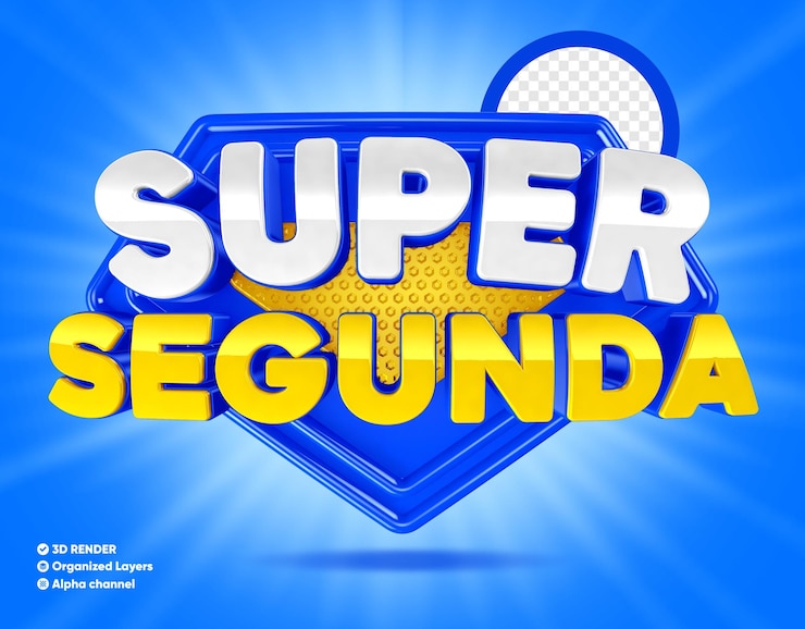 PSD super monday sello azul y amarillo para composición