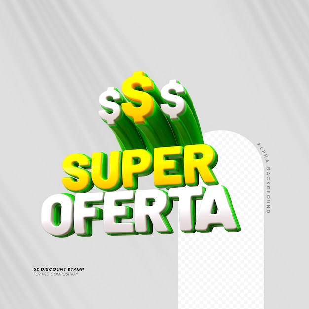 Super oferta 3d rendering base selo 3d para composição psd