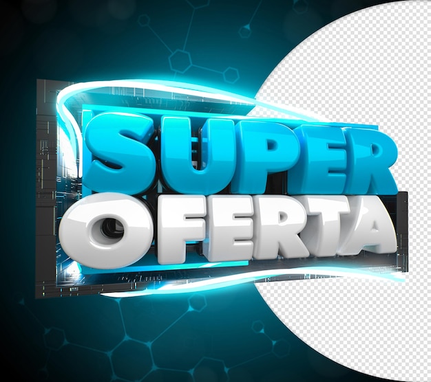 PSD super oferta 3d seal neon blue com fios