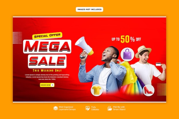 Super oferta e modelo de banner da web de mega venda