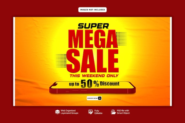 Super oferta y plantilla de banner web de mega venta