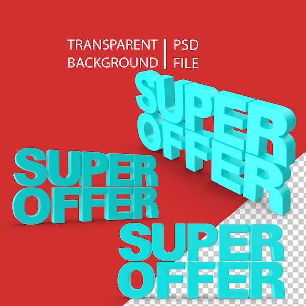 PSD super oferta png,texto 3d