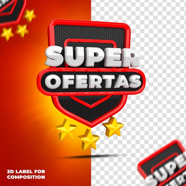 PSD super ofertas con podio rojo para campañas brasileñas render 3d