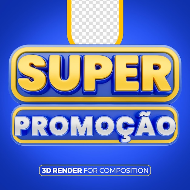 PSD super promoção 3d azul português frente