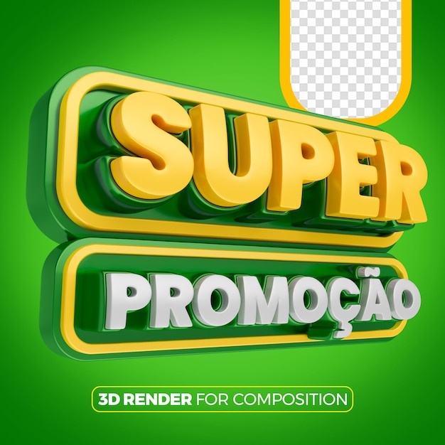 PSD super promoção 3d verde português esquerdo