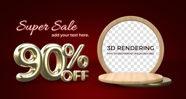 Super promoção de venda 90% de desconto no modelo de banner renderização em 3d