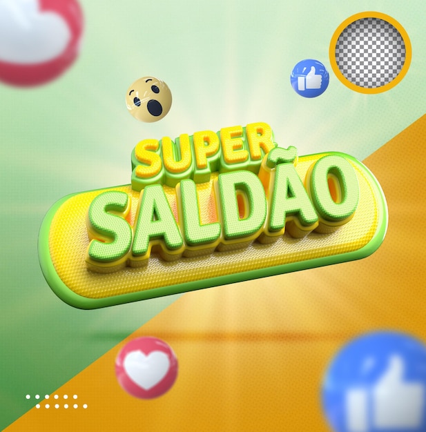 PSD super saldão selo 3d estilo verde