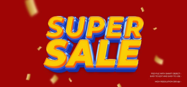 Super-Sale-Angebotsetikett mit bearbeitbarem Texteffekt im 3D-Stil