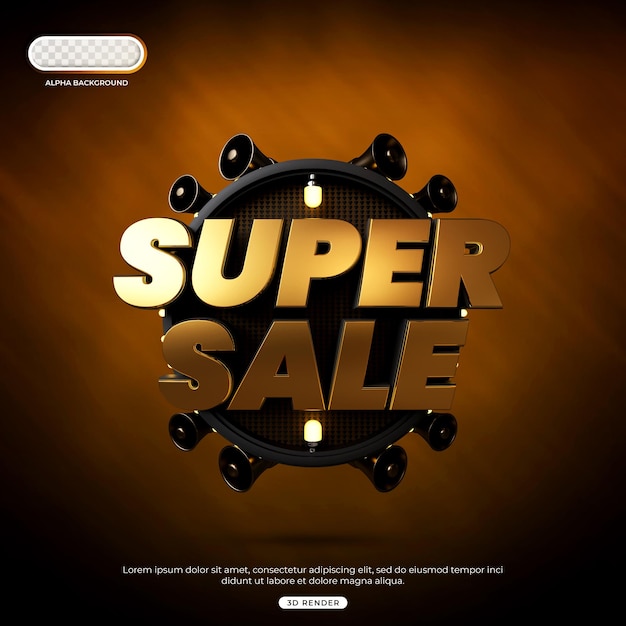 PSD super sale banner 3d premium psd