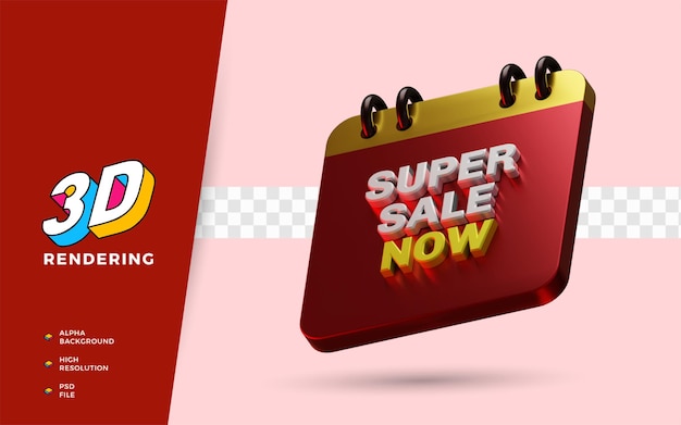 Super sale now shopping day discount festival 3d-rendering-objekt-illustration