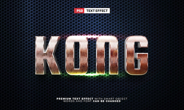 Super silber iron kong 3d bearbeitbarer texteffektstil