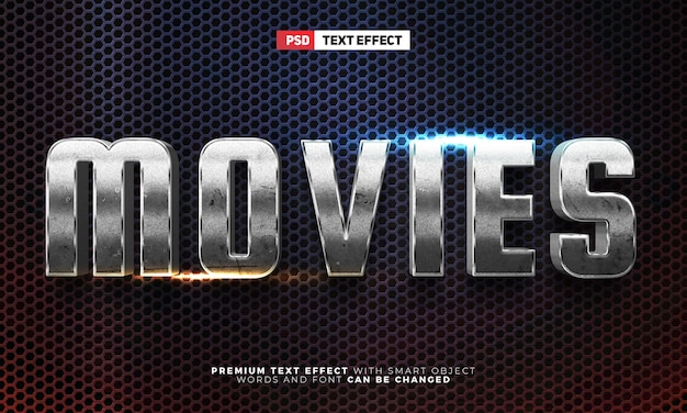 Super Silberfilme filmischer 3D-Texteffektstil