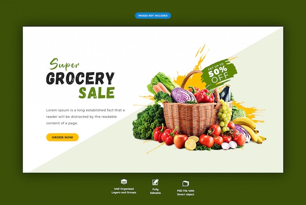 Super supermercado venda web banner