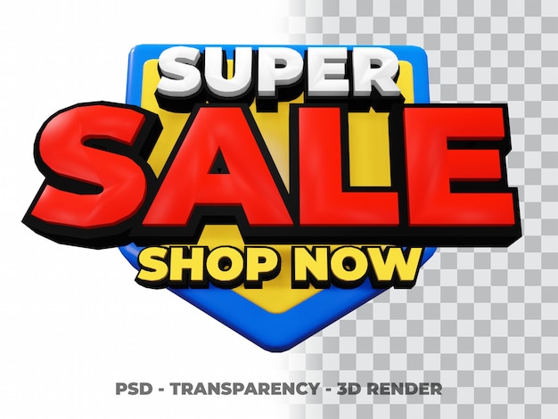 PSD super venda 3d com fundo de transparência
