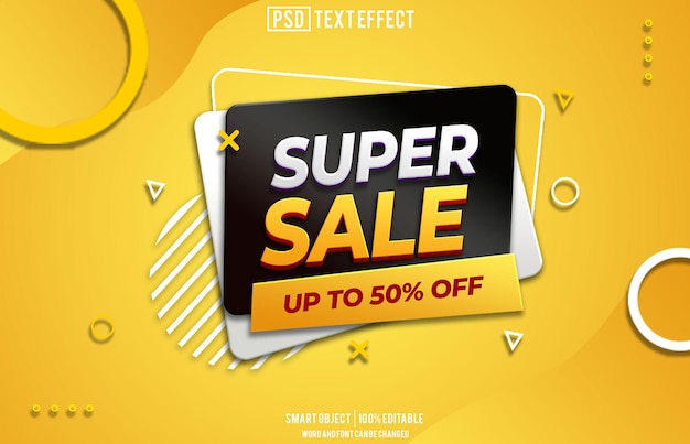 super venda efeito de texto fonte editável tipografia texto 3D