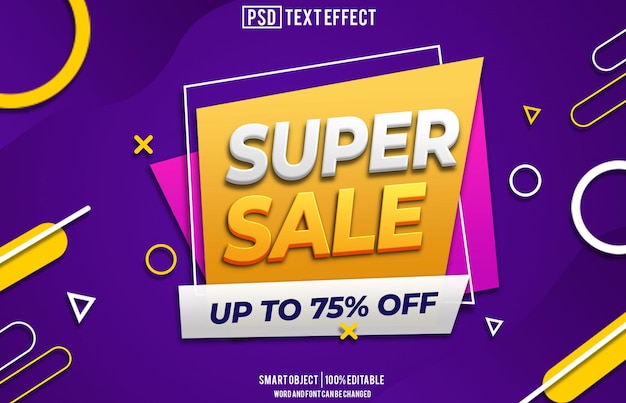super venda efeito de texto fonte editável tipografia texto 3D