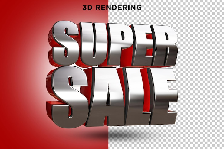 PSD super vendita rosso e acciaio 3d rendering alpha background psd