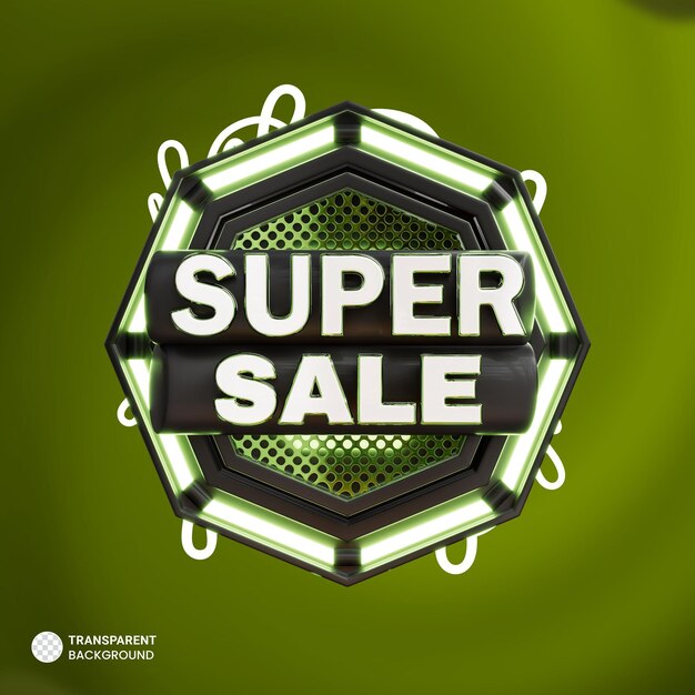 PSD super venta 3d promoción banner 3d render