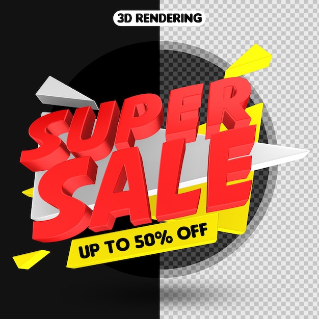 PSD super venta hasta 50 de descuento en renderizado 3d