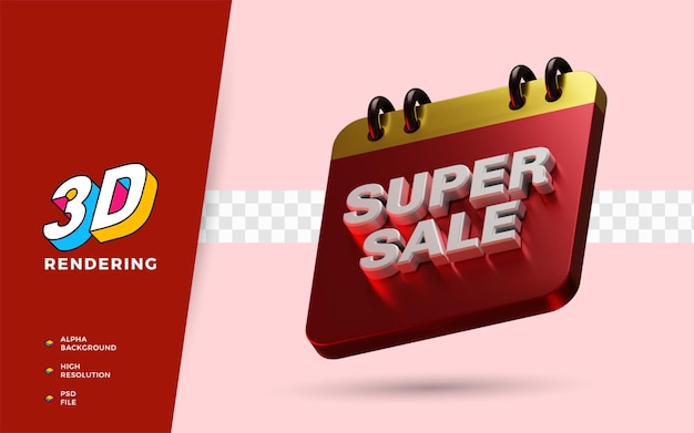 Super venta día de compras festival de descuento 3d render objeto ilustración