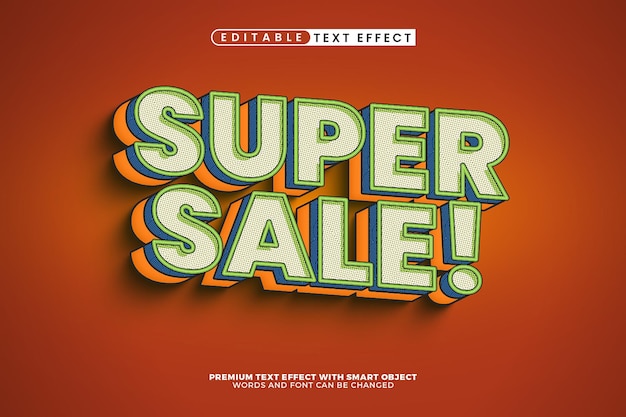 Super venta efecto de texto editable en 3D Super