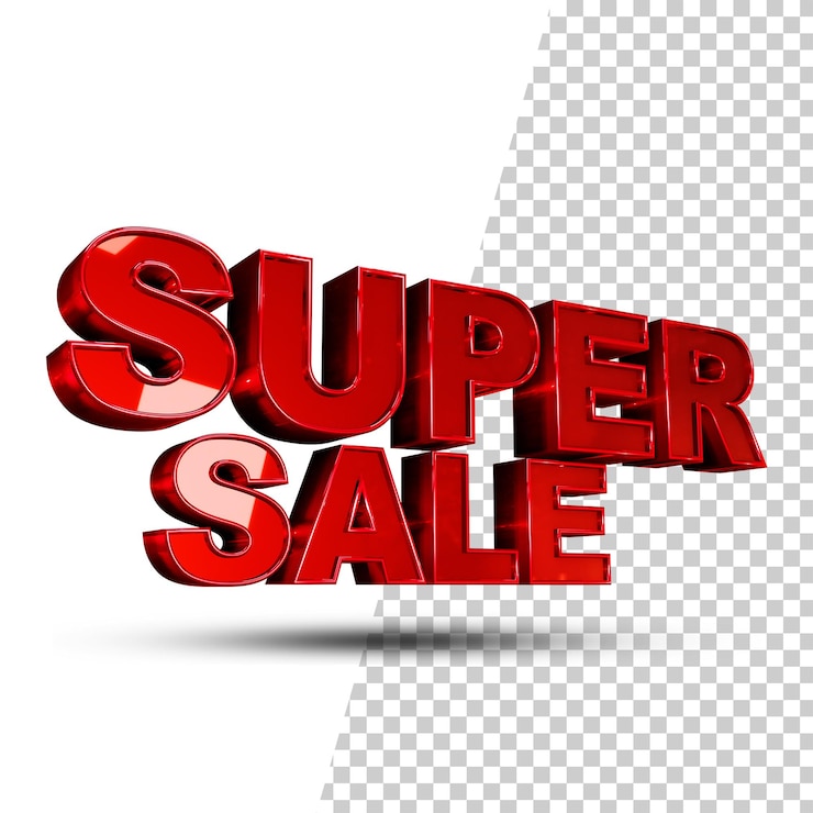 PSD super venta estilo de texto de renderizado 3d aislado