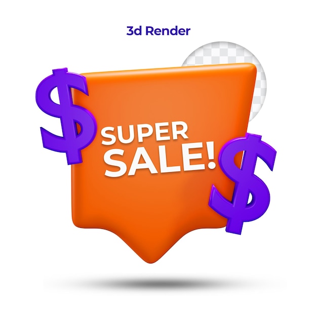 Super venta con render 3d de burbujas de discurso