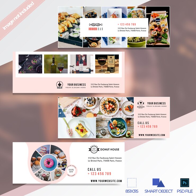 PSD super venta restaurante facebook timeline portada banner