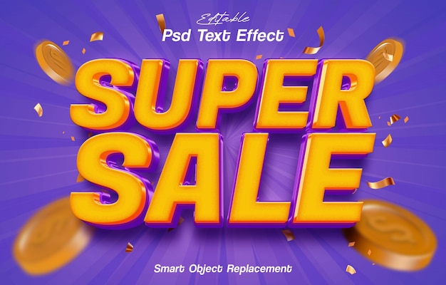Super vente avec effet de texte modifiable